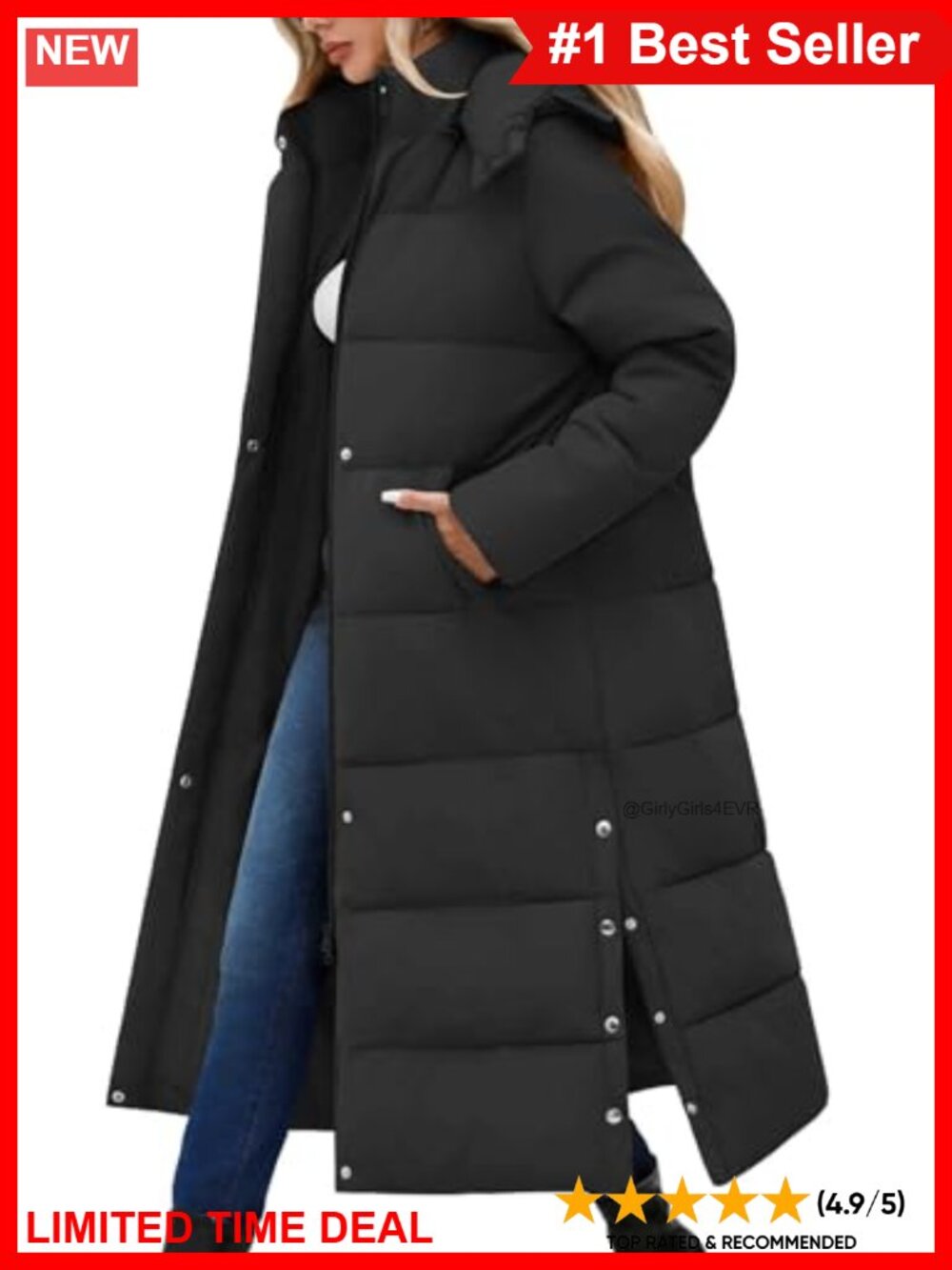 Women's Long Maxi Down Puffer Coat Faux Fur Hood Winter Jacket